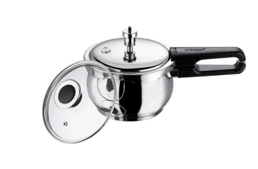 Vinod Splendid Plus Stainless Steel Pressure Cooker Outer Lid 3.5 Litre | SAS Bottom Handi Cooker | Extra Glass Lid | Induction and Gas Base | ISI and CE certified | 2 Years Warranty